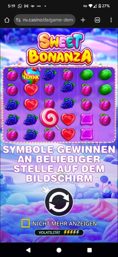 Sweet bonanza Spielstart